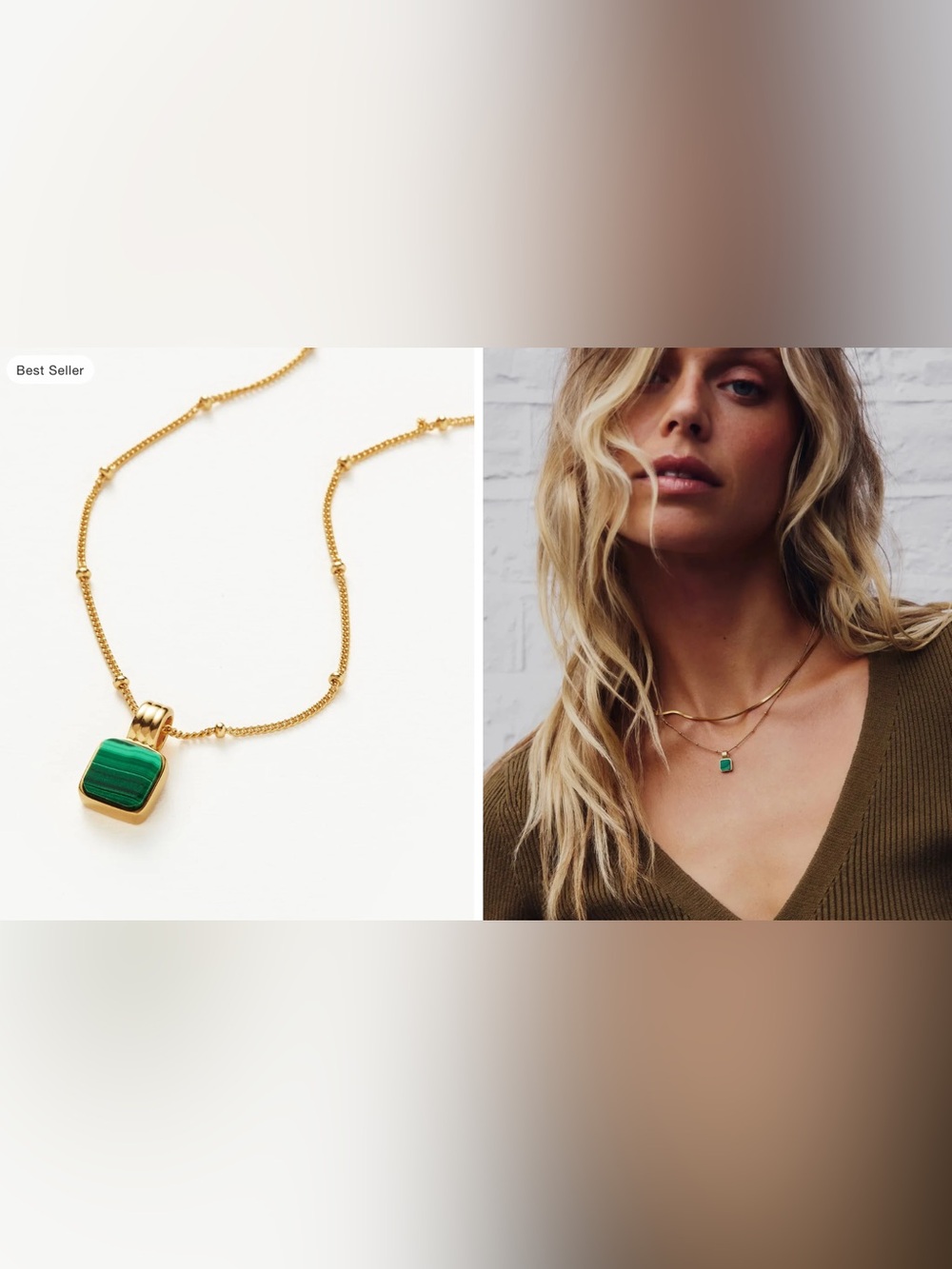 Missoma Lucy Williams Square Malachite Necklace